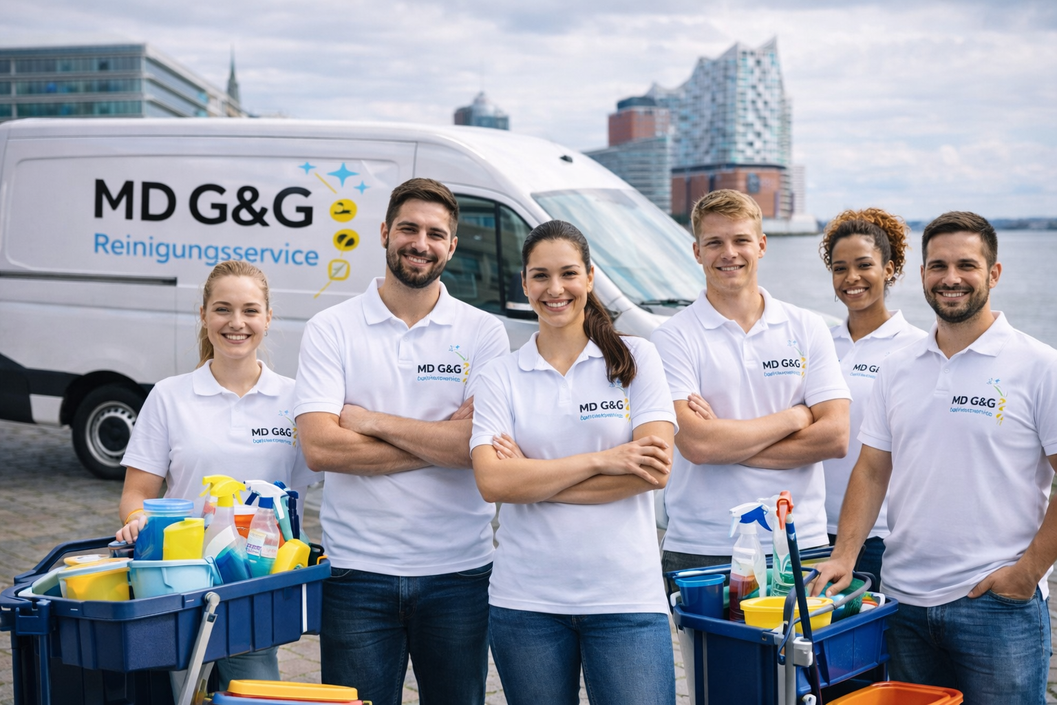 MD G&G Reinigungsservice Team und Fahrzeuge